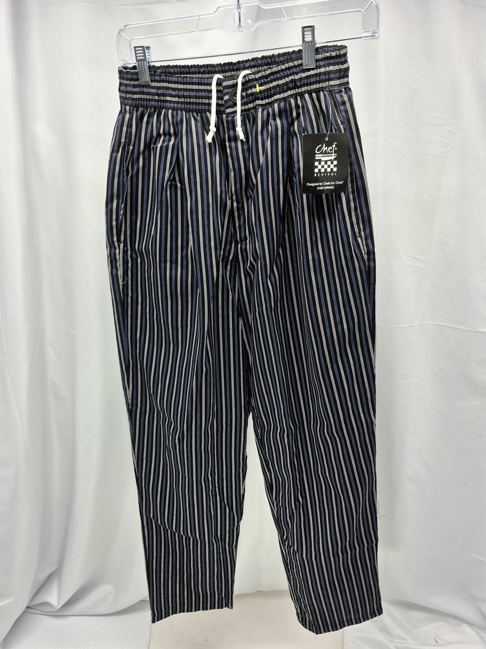 NWT Chef Works Designer Baggy Chef Pants Chalk Stripe Size Large Utility Unisex